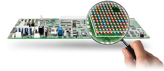 BGA in magnifier