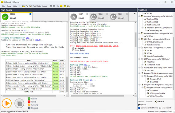 XJRunner manufacturing test environment